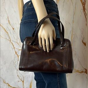 Monsac Dark Brown Leather Shoulder Bag